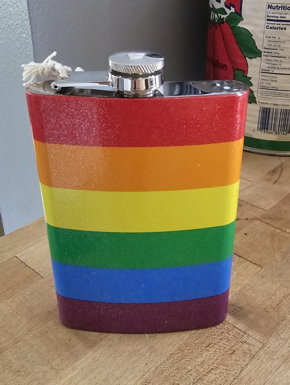 Hip Flask Gay Pride Stripes Over Stainless Steel NWOT 8 Ounces